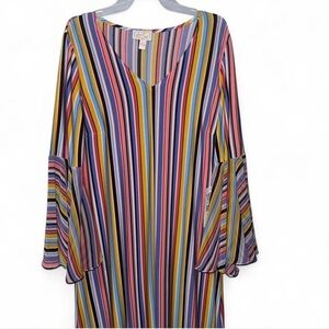🌈 NWT Lily Road Multicolor Striped Bell Sleeve Tunic Top – Size Large